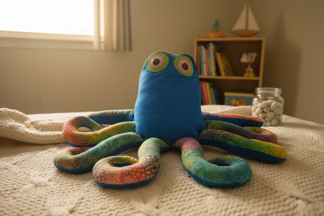 Stuffed Octopus in cozy setting